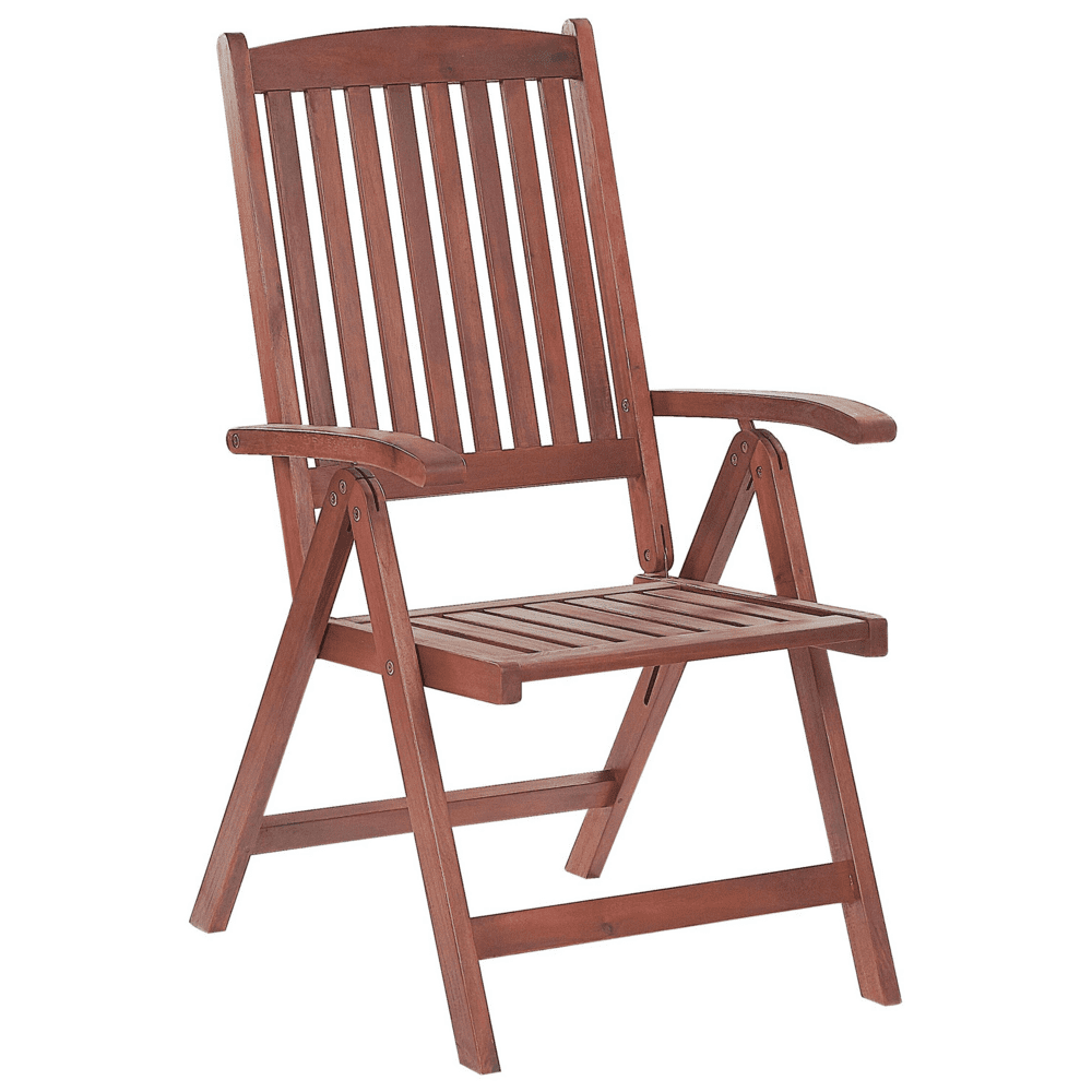 Beliani Záhradná rozkladacia stolička z akáciového dreva tmavohnedá TOSCANA